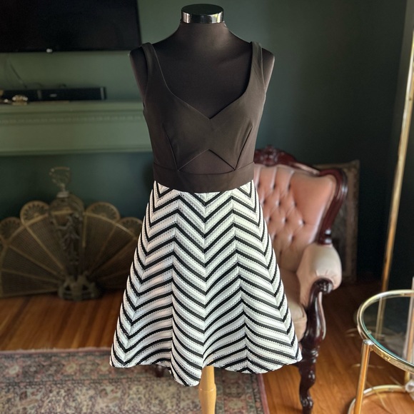 Betsy & Adam Black and White A-Line Dress with Cutout - Picture 10 of 10